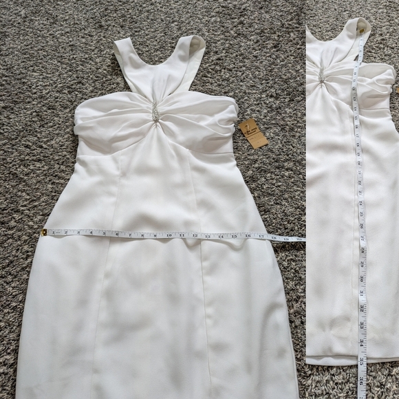 NWT Vintage Bill Levkoff White Halter Knee Length Dress 6 - Picture 13 of 13